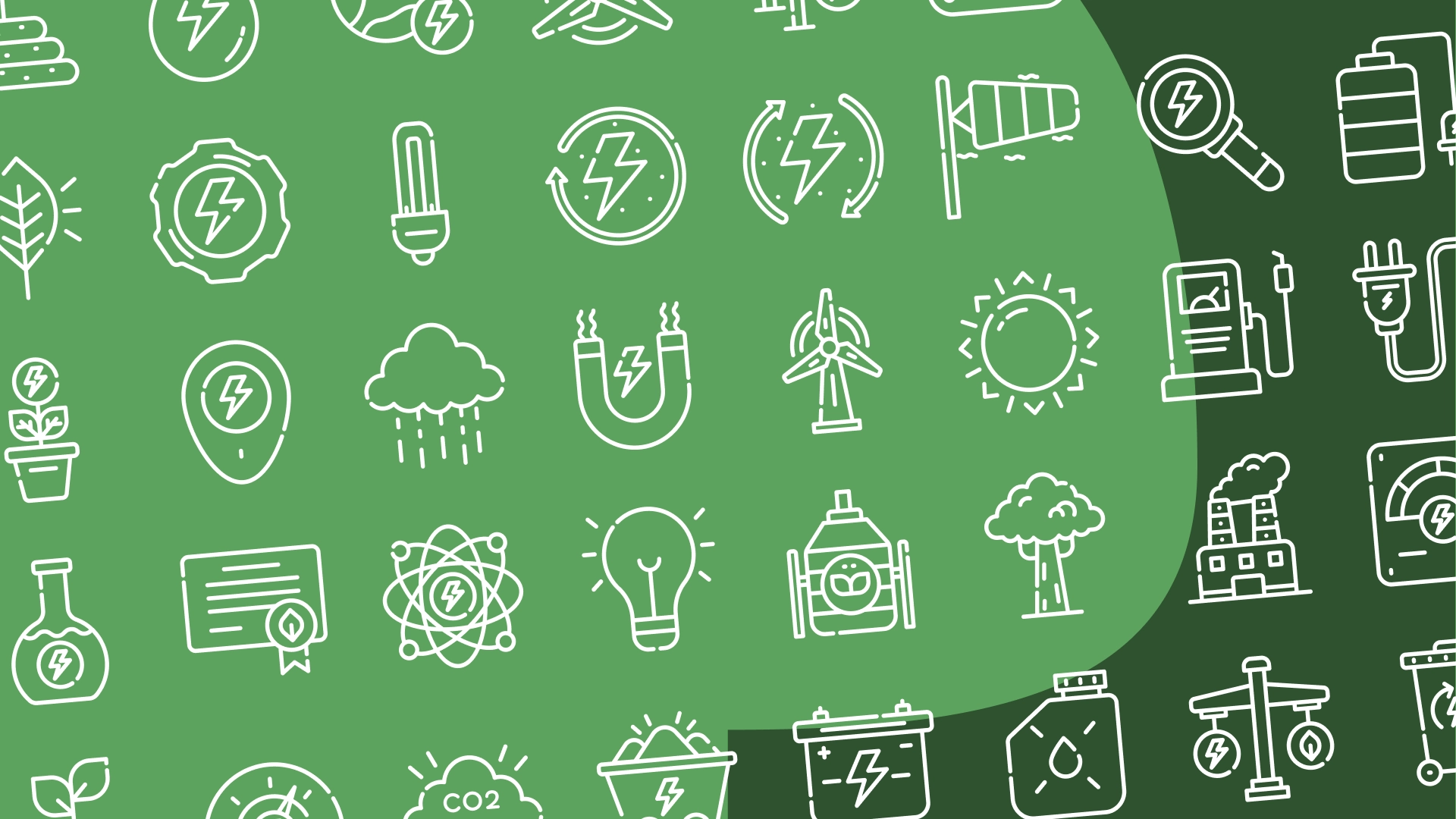 Neue weiße Illustrationen auf grünem Hintergrund