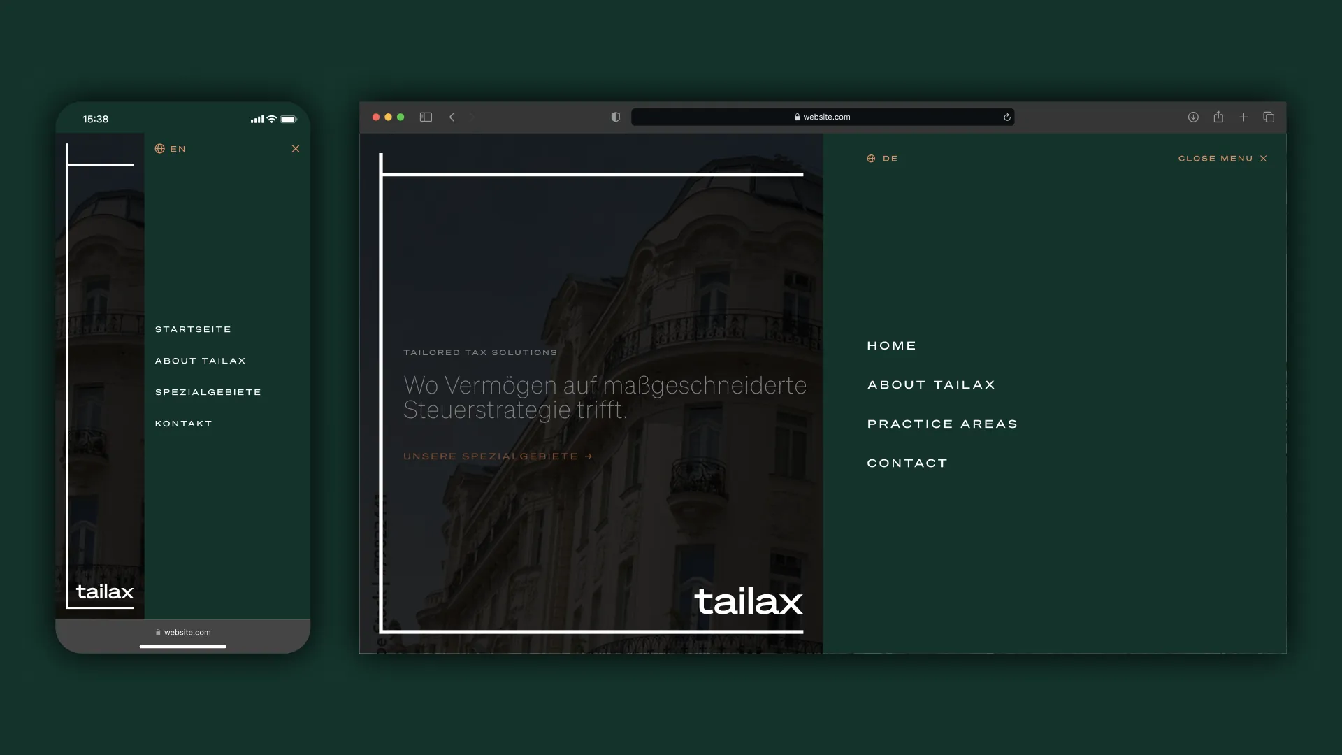 tailax Website in Mobile- und Desktop-Ansicht