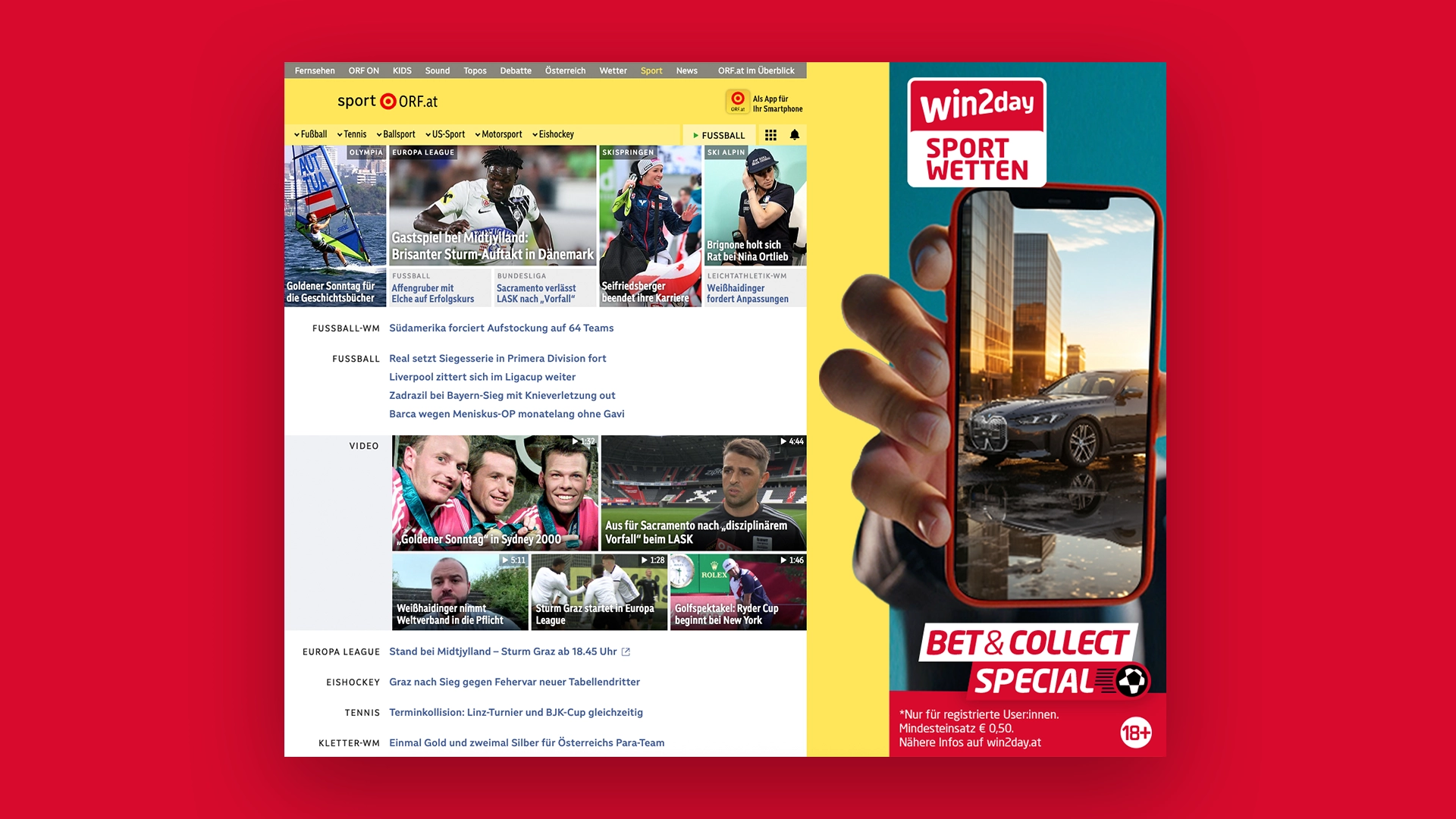 win2day Sportwetten Banner auf orf.at